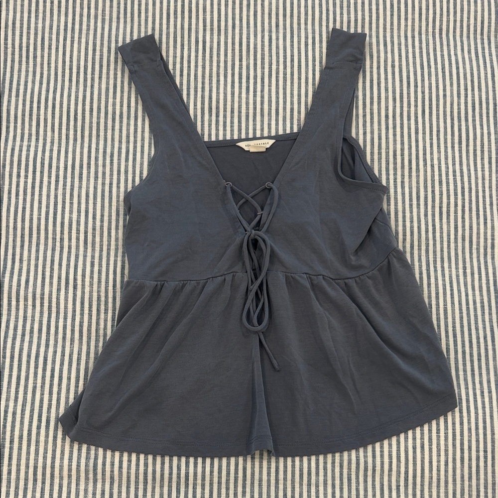 Aeropostale Charcoal Lace-Up Tank Top